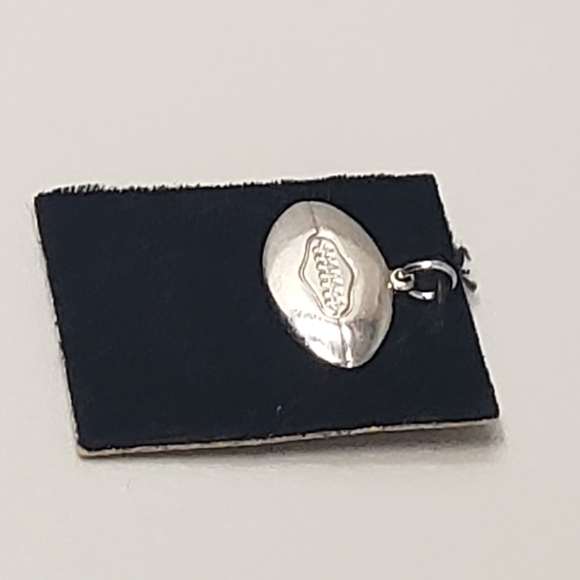 Sterling Silver Football Charm Pendant - Picture 3 of 9